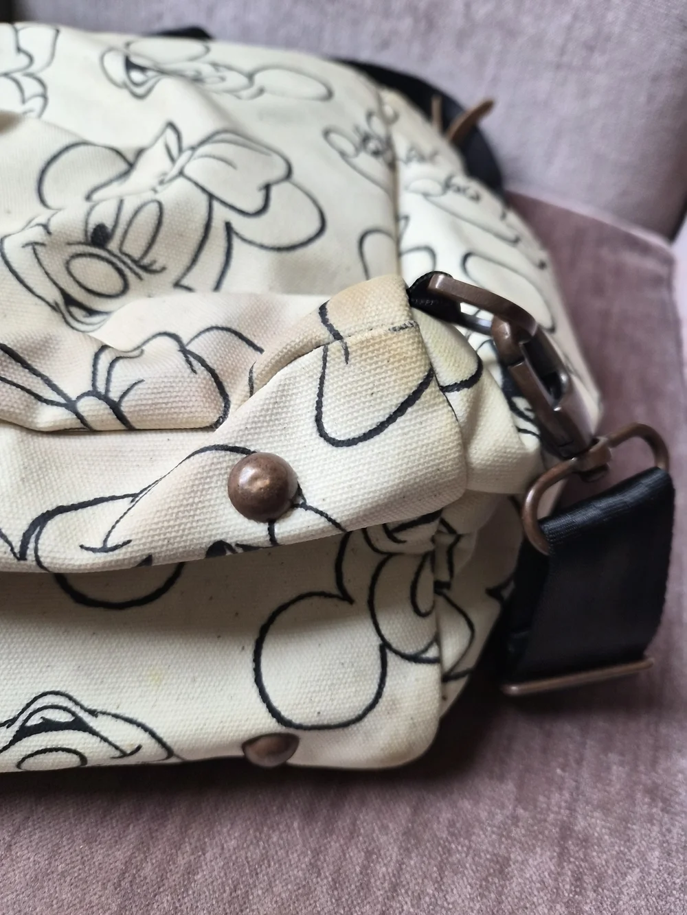 Petunia Pickle Bottom Disney Mickey Canvas Messenger Bag - Cream & Black